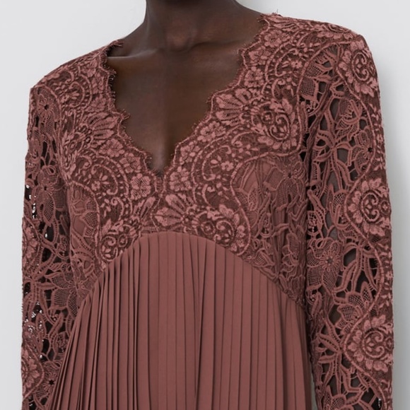 Zara Pleated Guipure Dress NWT - Picture 11 of 12